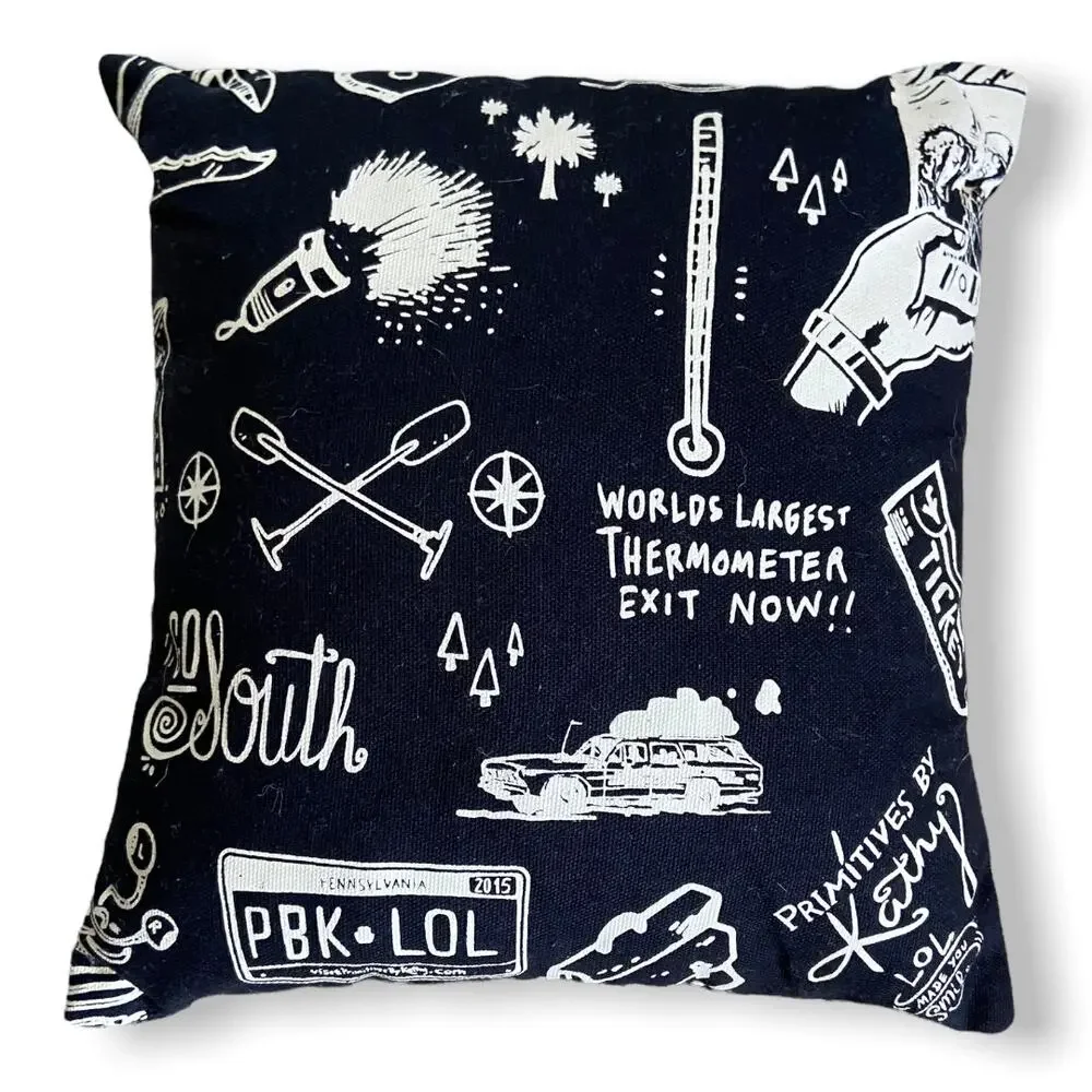 Primitives by Kathy Georgia Peach Throw Pillow Black Cream Travel Decor 10x10‎